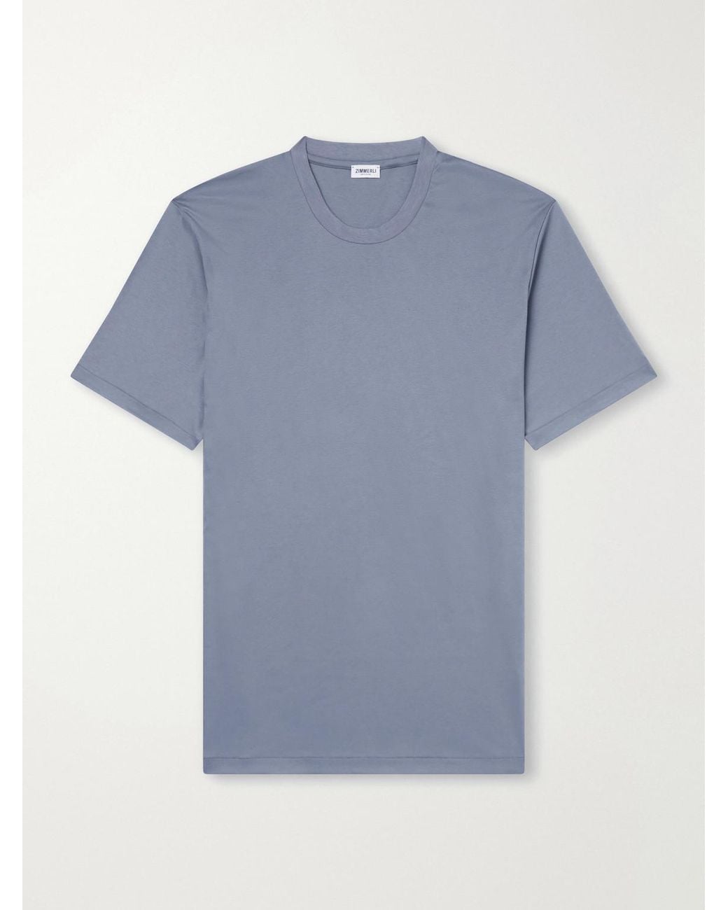 Zimmerli of Switzerland Blue Sea Island Cotton-Jersey T-Shirt for men