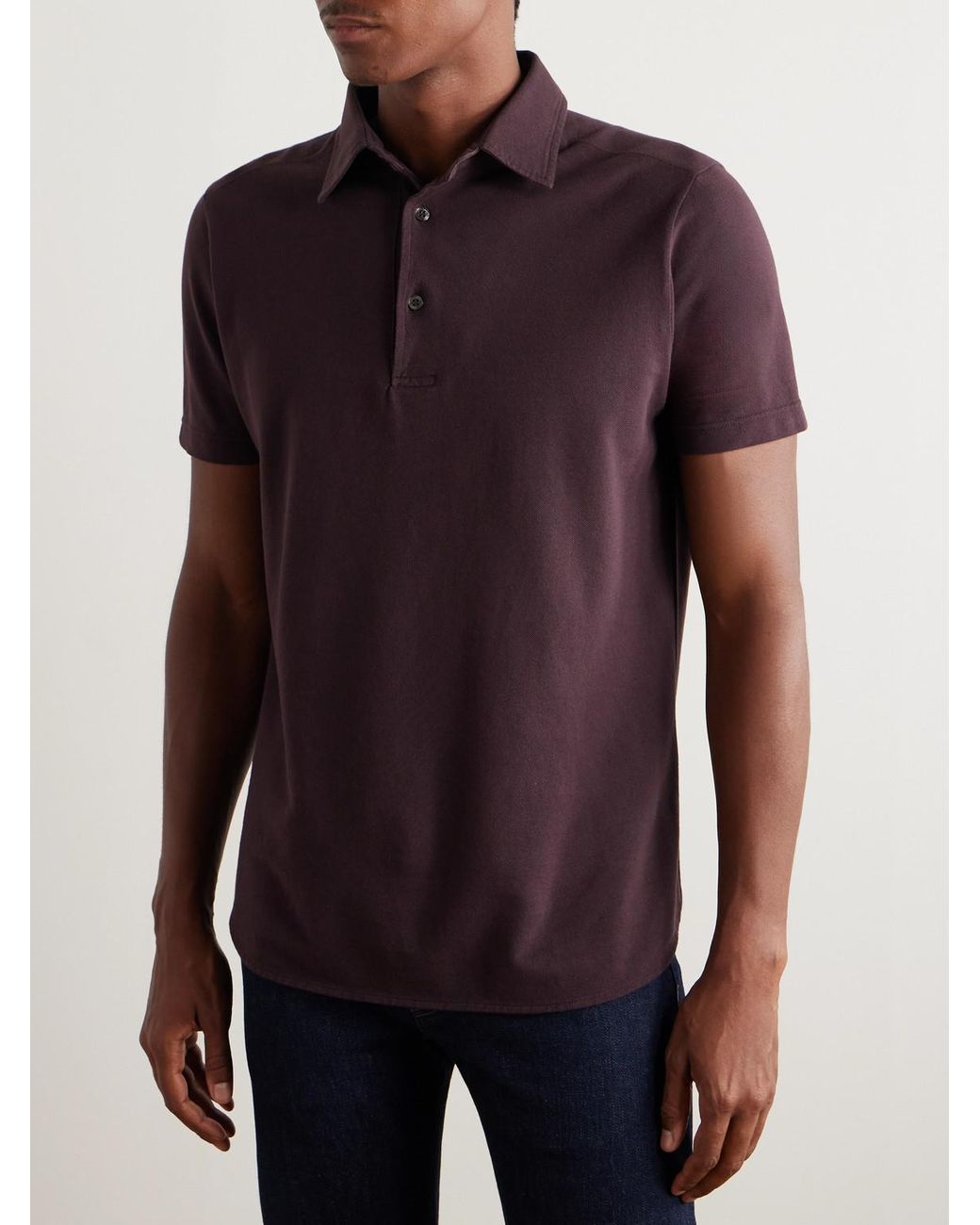 Loro Piana Purple Cotton-Piqué Polo Shirt for men