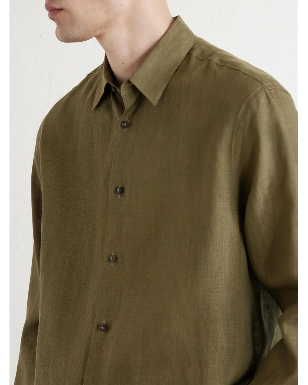 Paul Smith Green Linen-Twill Shirt for men