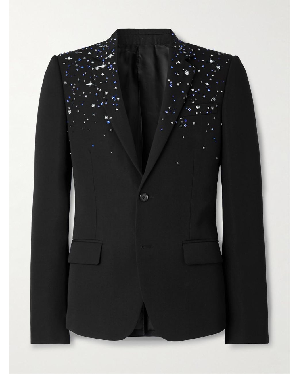 McQueen Black Slim-Fit Crystal-Embellished Wool Blazer for men