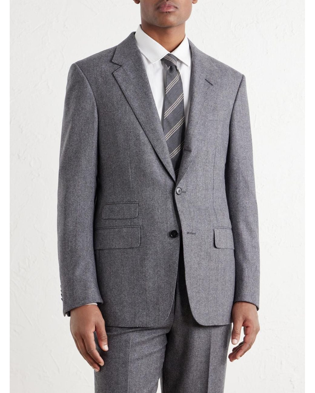 Dunhill Gray Herringbone Wool And Cashmere-Blend Suit Jacket for men