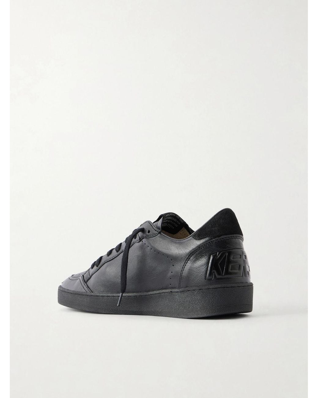 Golden Goose Deluxe Brand Black Ball Star Distressed Suede-Trimmed Leather Sneakers for men