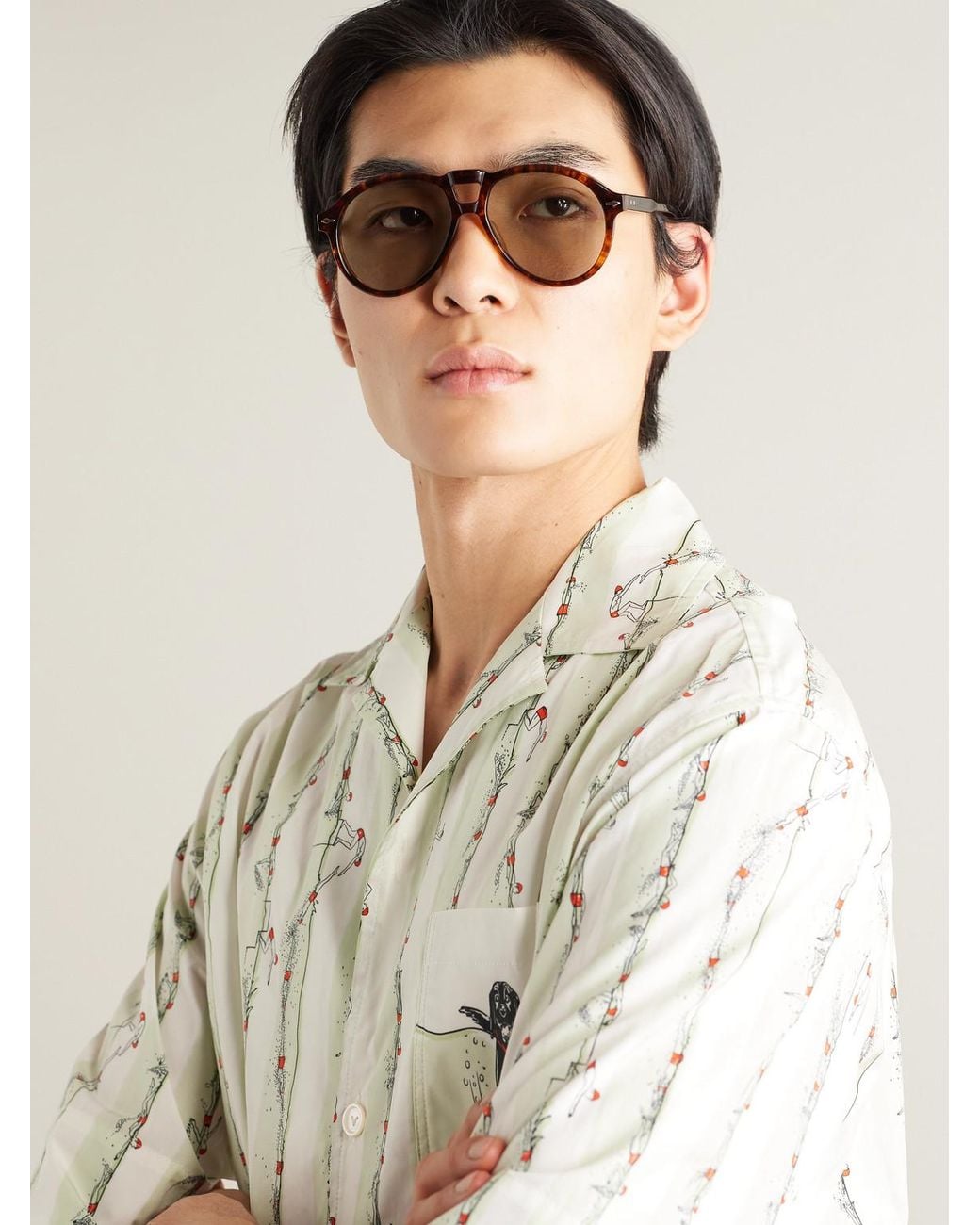 Jacques Marie Mage Multicolor Valkyrie Double-Bridge Aviator-Style Acetate Sunglasses for men