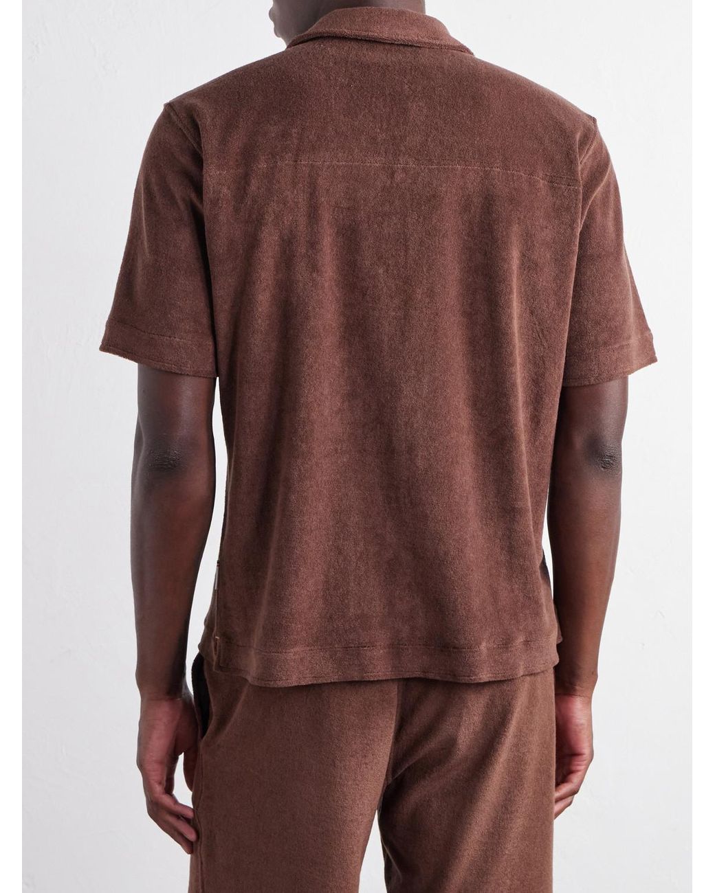 Orlebar Brown Brown Hawkin Camp-Collar Organic Cotton-Terry Shirt for men