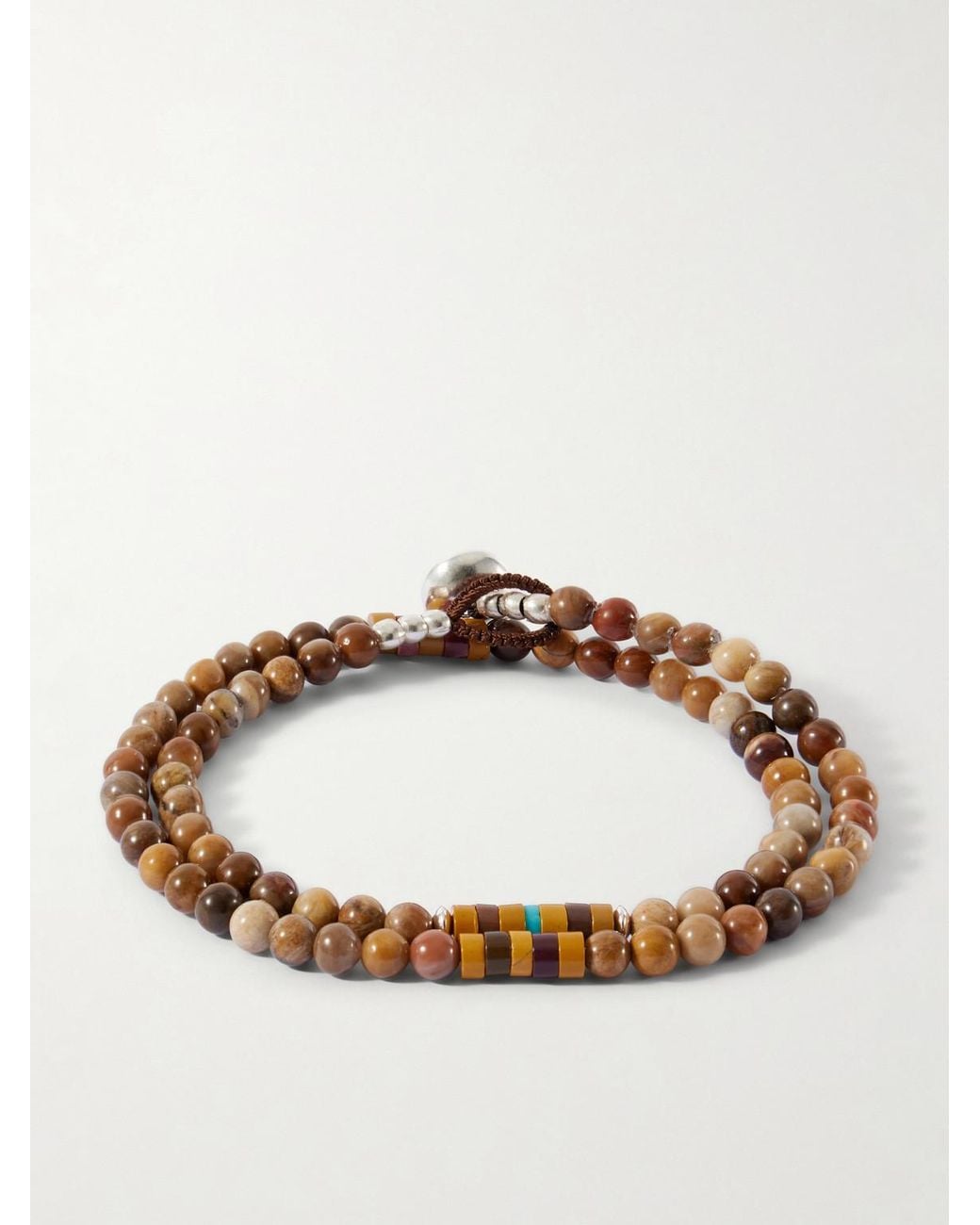 Mikia Brown Sterling Magnesite Bracelet for men
