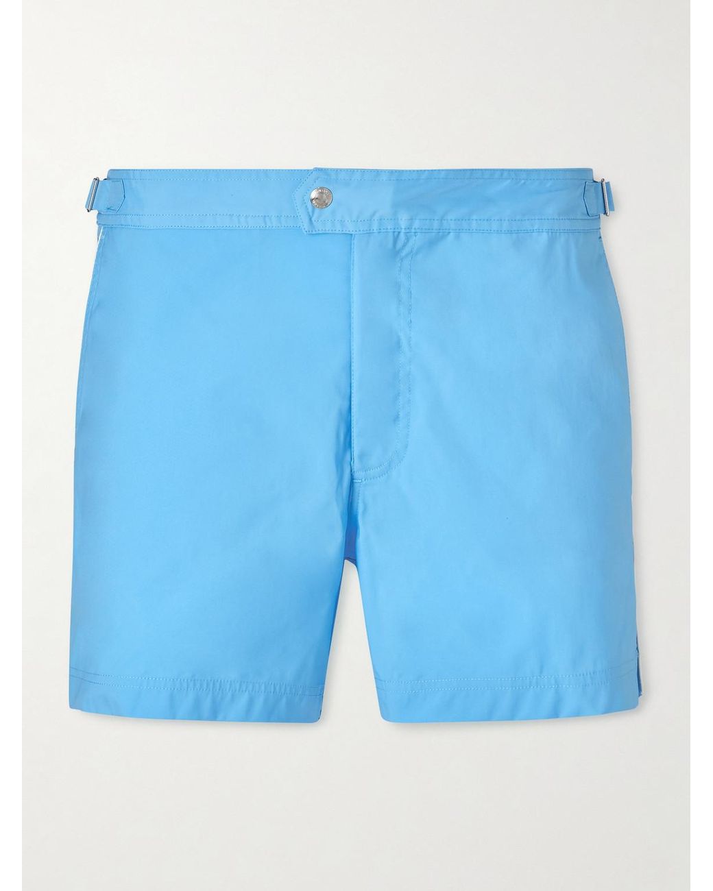 Tom Ford Blue Straight-Leg Mid-Length Piped Swim Shorts for men