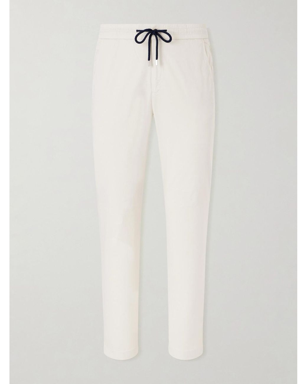 Vilebrequin White Paulo Straight-Leg Cotton-Blend Satin Drawstring Trousers for men