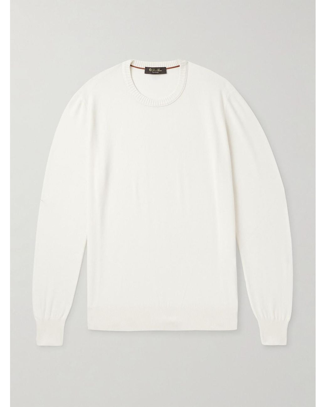 Loro Piana White Cotton And Silk-Blend Piqué Sweater for men