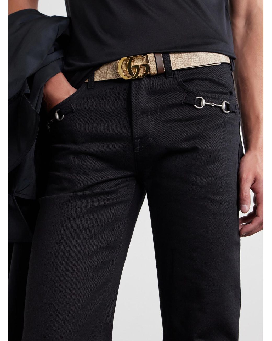 Gucci Natural Gg Marmont 3.5Cm Monogrammed Coated Canvas And Leather Belt for men