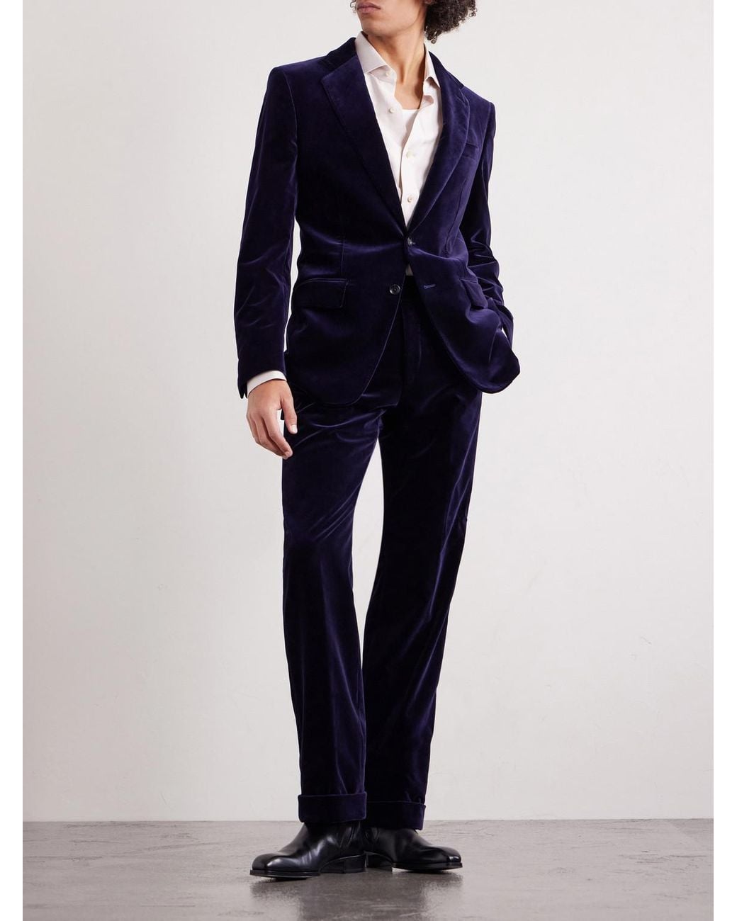 Tom Ford Blue Atticus Slim-Fit Cotton-Blend Velvet Suit Jacket for men