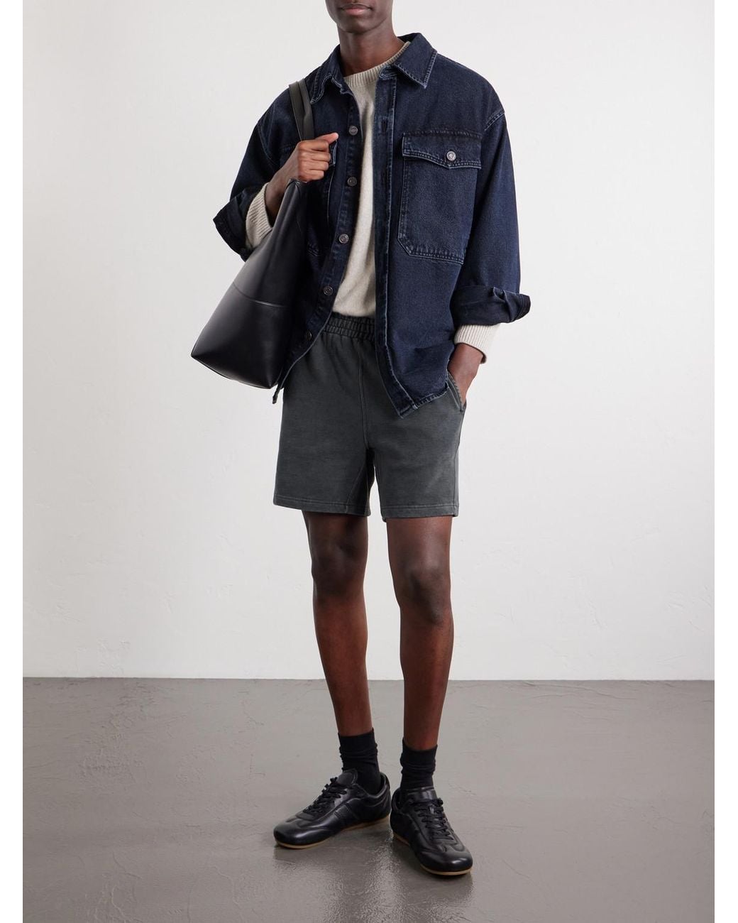 Remi Relief Gray Straight-Leg Cotton-Jersey Shorts for men
