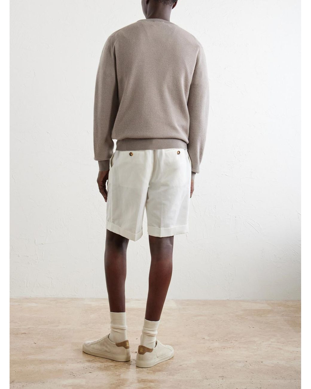 Brioni White Cashmere And Wool-Blend Sweater for men