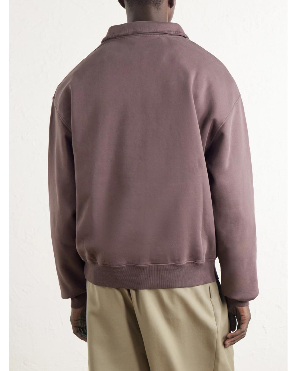 Jacquemus Purple Logo-Appliquéd Cotton-Jersey Half-Zip Sweatshirt for men