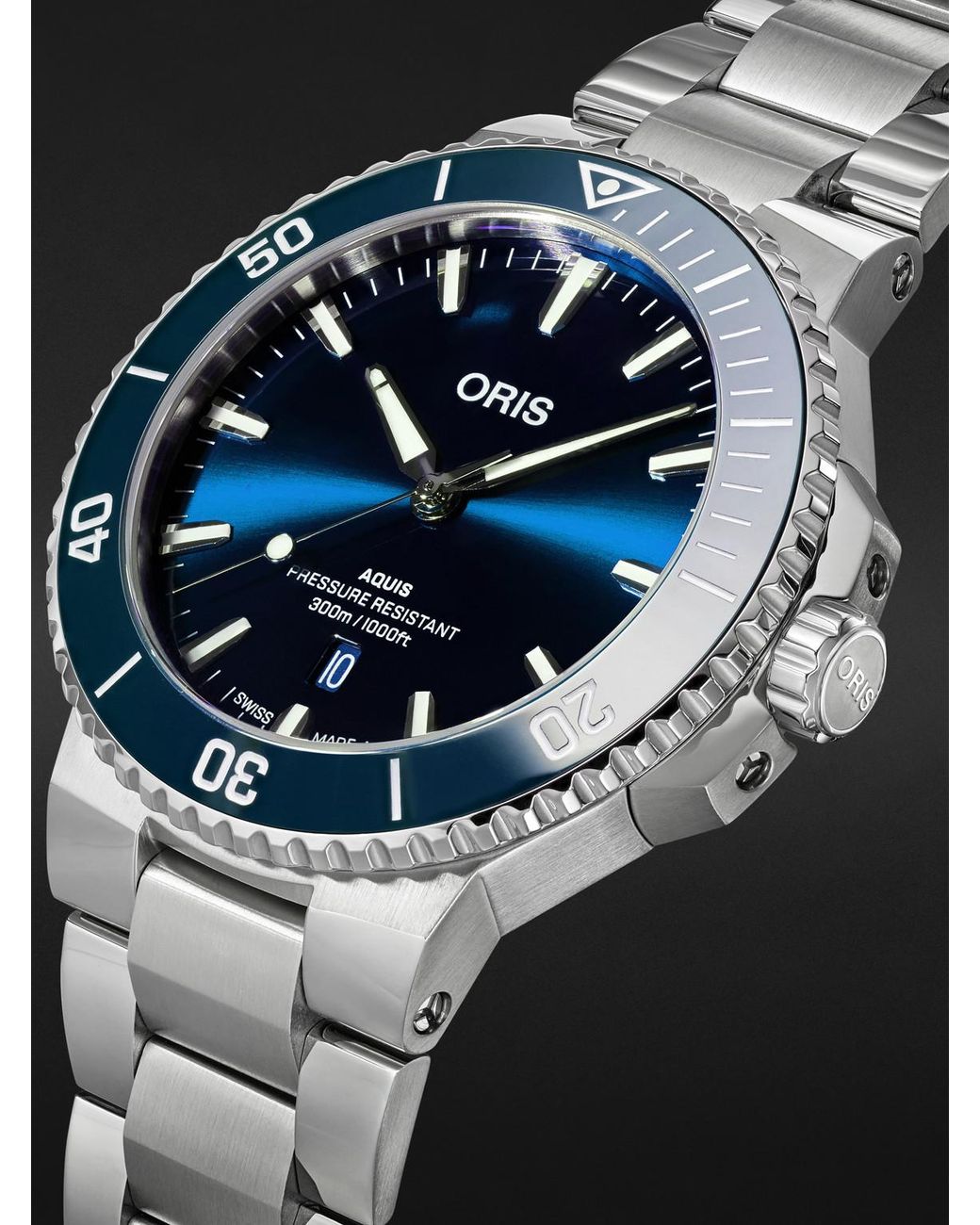 Oris Black Aquis Date Automatic Stainless Steel Watch, Ref. 01 733 7789 4135-07 8 23 04Peb for men