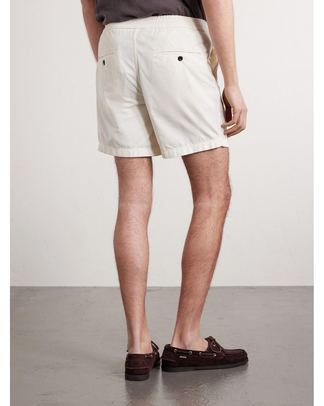 Slowear White Straight-Leg Cotton-Corduroy Drawstring Shorts for men
