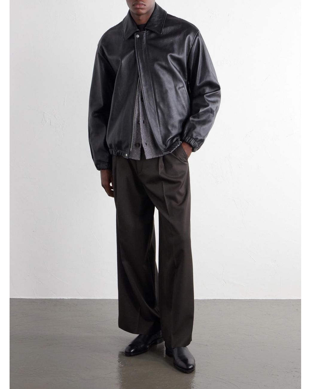 Ssstein Black Leather Jacket for men