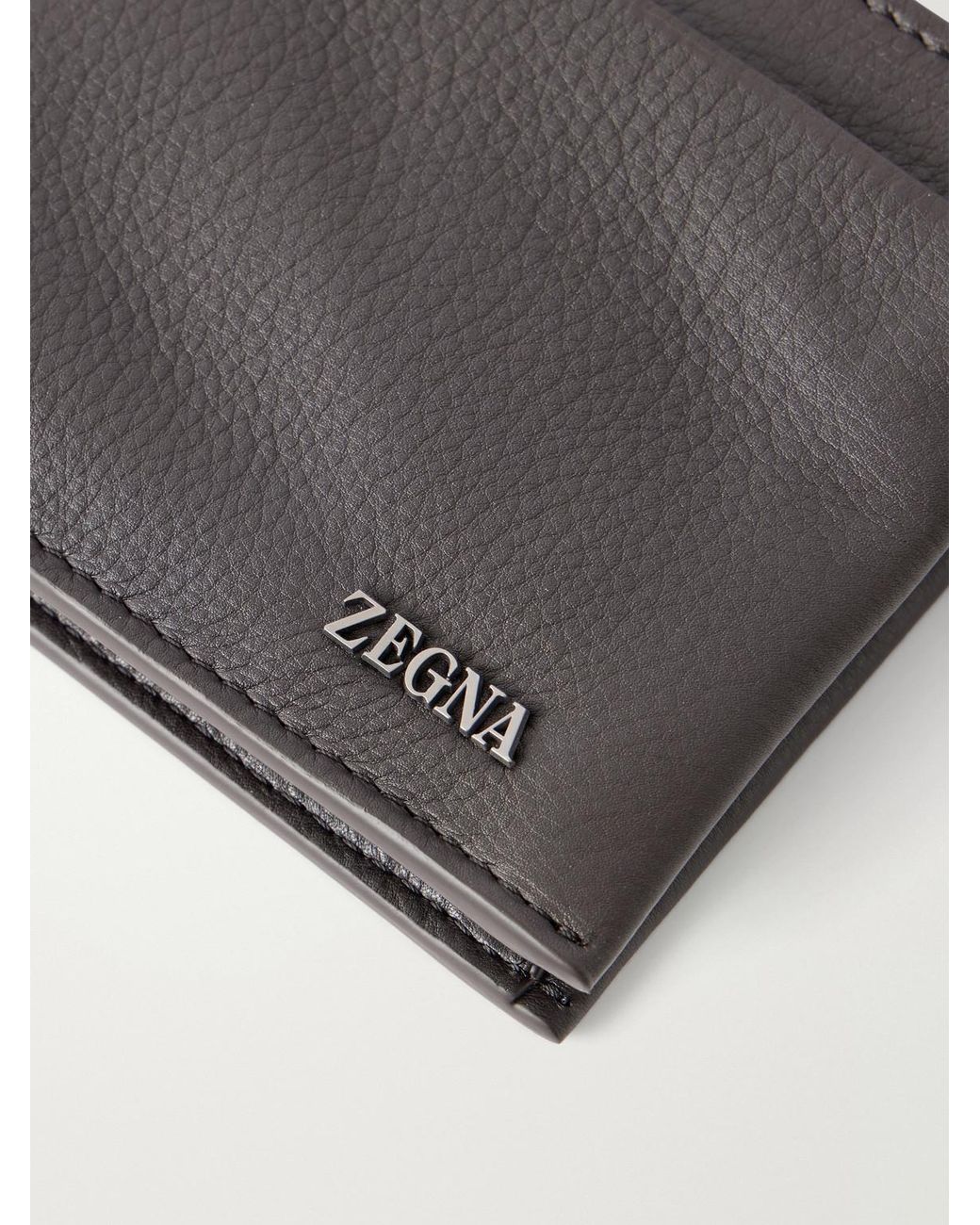 Zegna Gray Secondskin Logo-embellished Leather Billfold Wallet for men