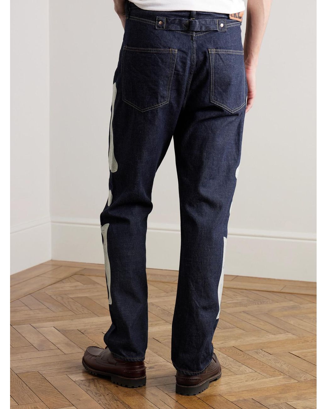 Kapital Blue Okagilly Slim-fit Crochet-trimmed Jeans for men