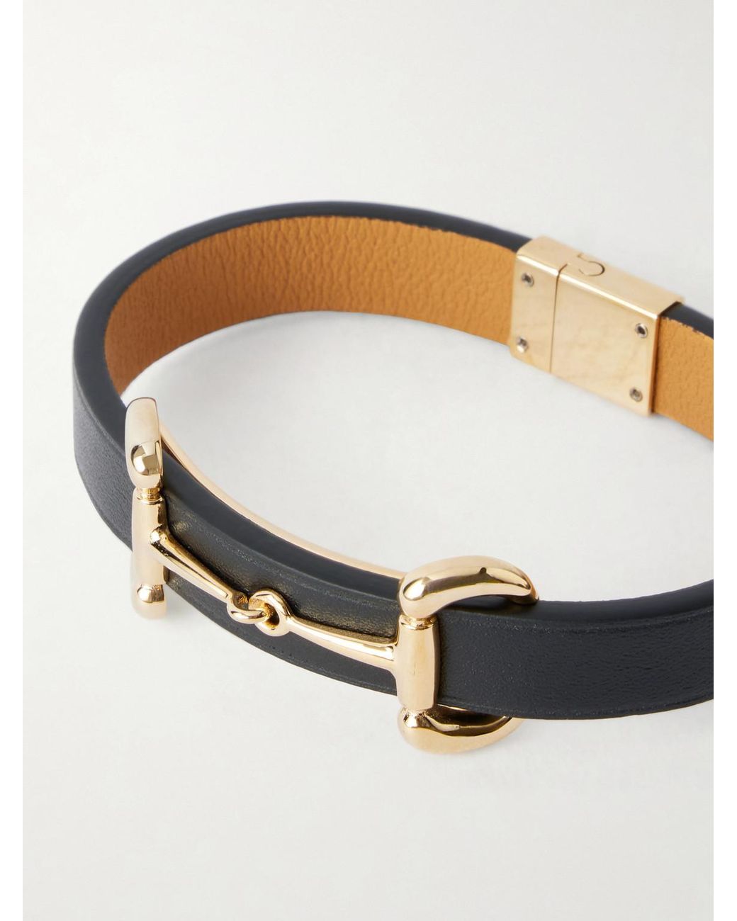 Gucci White Horsebit-Embellished-Tone And Leather Bracelet for men