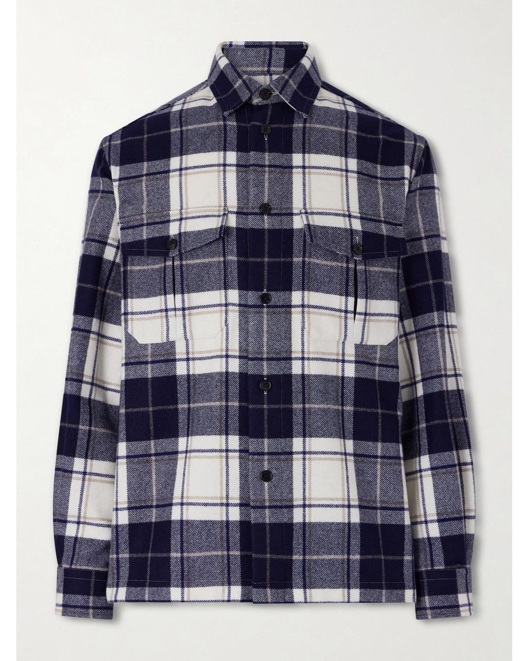 Dunhill Blue Checked Cashmere Overshirt for men