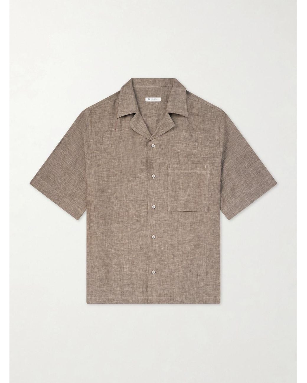Loro Piana Gray Federico Camp-collar Linen Shirt for men