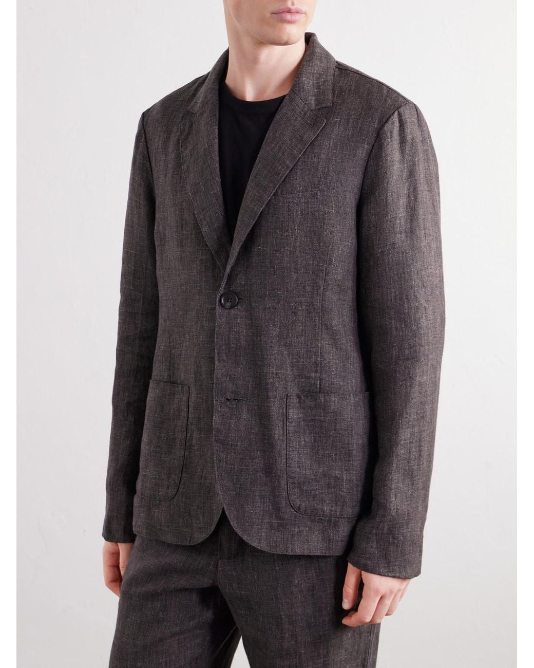 James Perse Brown Linen Suit Jacket for men