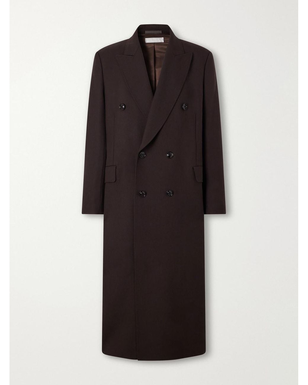 Our Legacy Black Extended Whale Double-Breasted Virgin Wool-Twill Coat for men