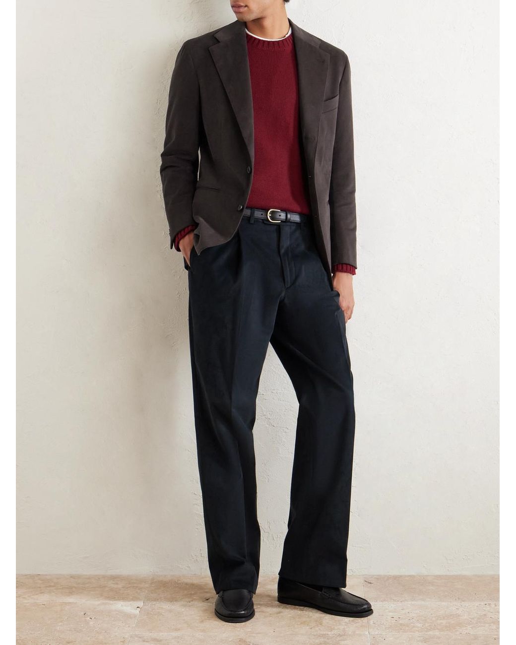 Saman Amel Black Cotton-blend Twill Suit Jacket for men