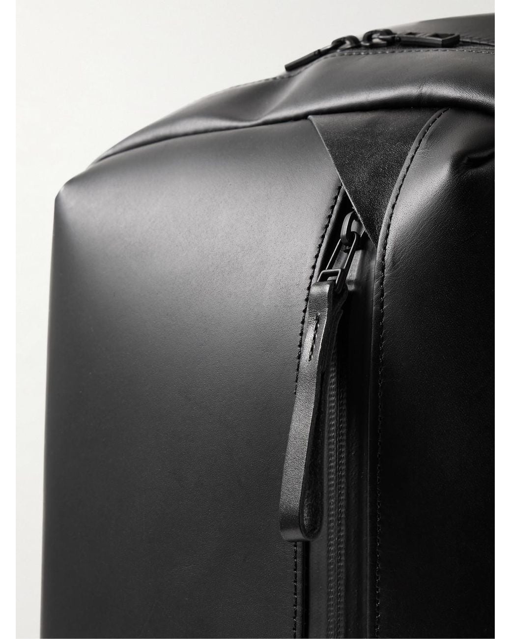 Master Piece Black Slick Logo-Appliquéd Leather And Cordura Ballistic Nylon Backpack for men
