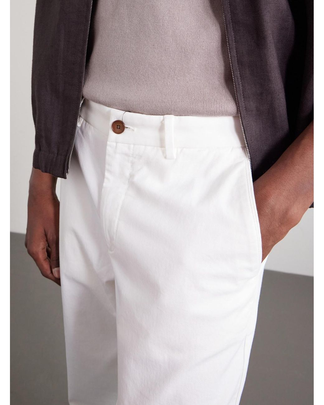 Mr P. White Samuel Straight-Leg Organic Cotton-Blend Twill Chinos for men