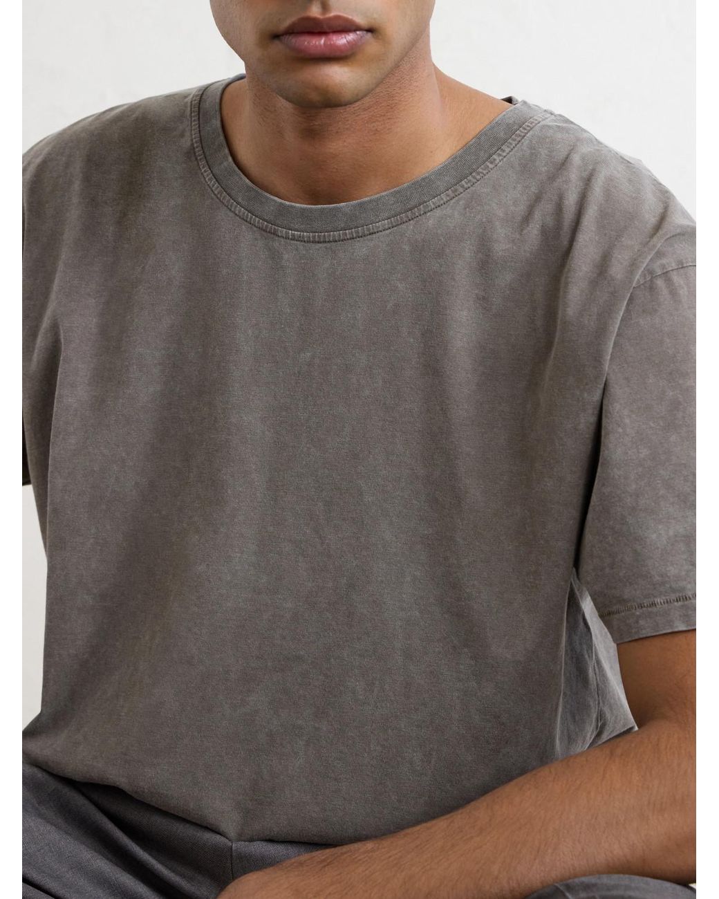 mfpen Gray Washed Cotton-jersey T-shirt for men