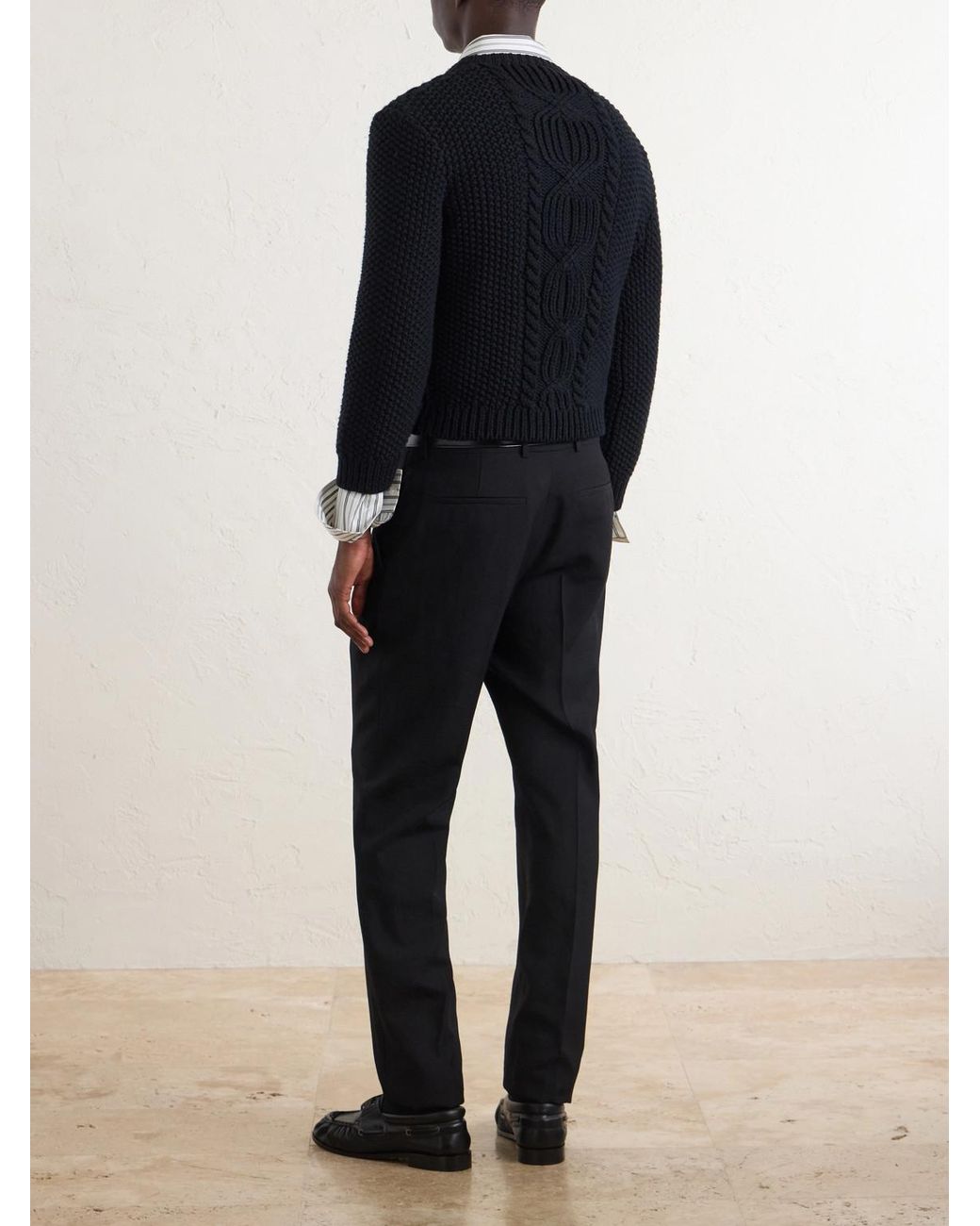 Saint Laurent Blue Knitted Wool Sweater for men
