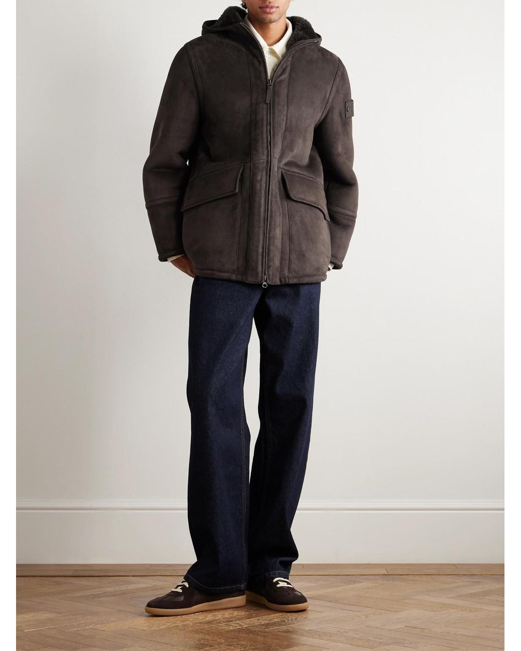 Stone Island Black Ghost Shearling Hooded Jacket for men