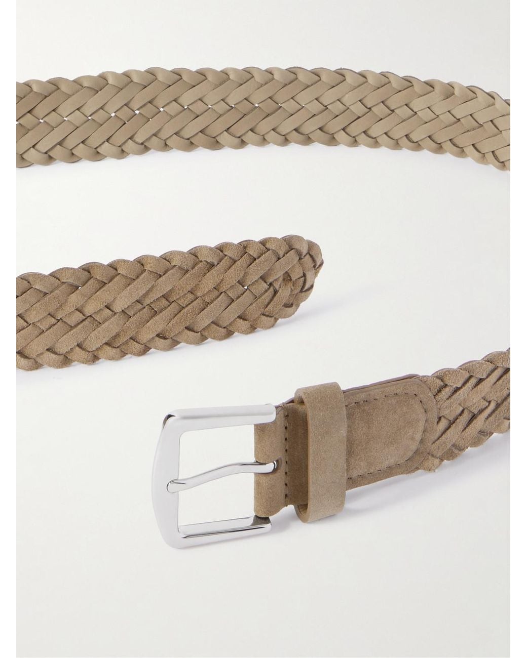 Loro Piana Brown 4Cm Woven Suede Belt for men