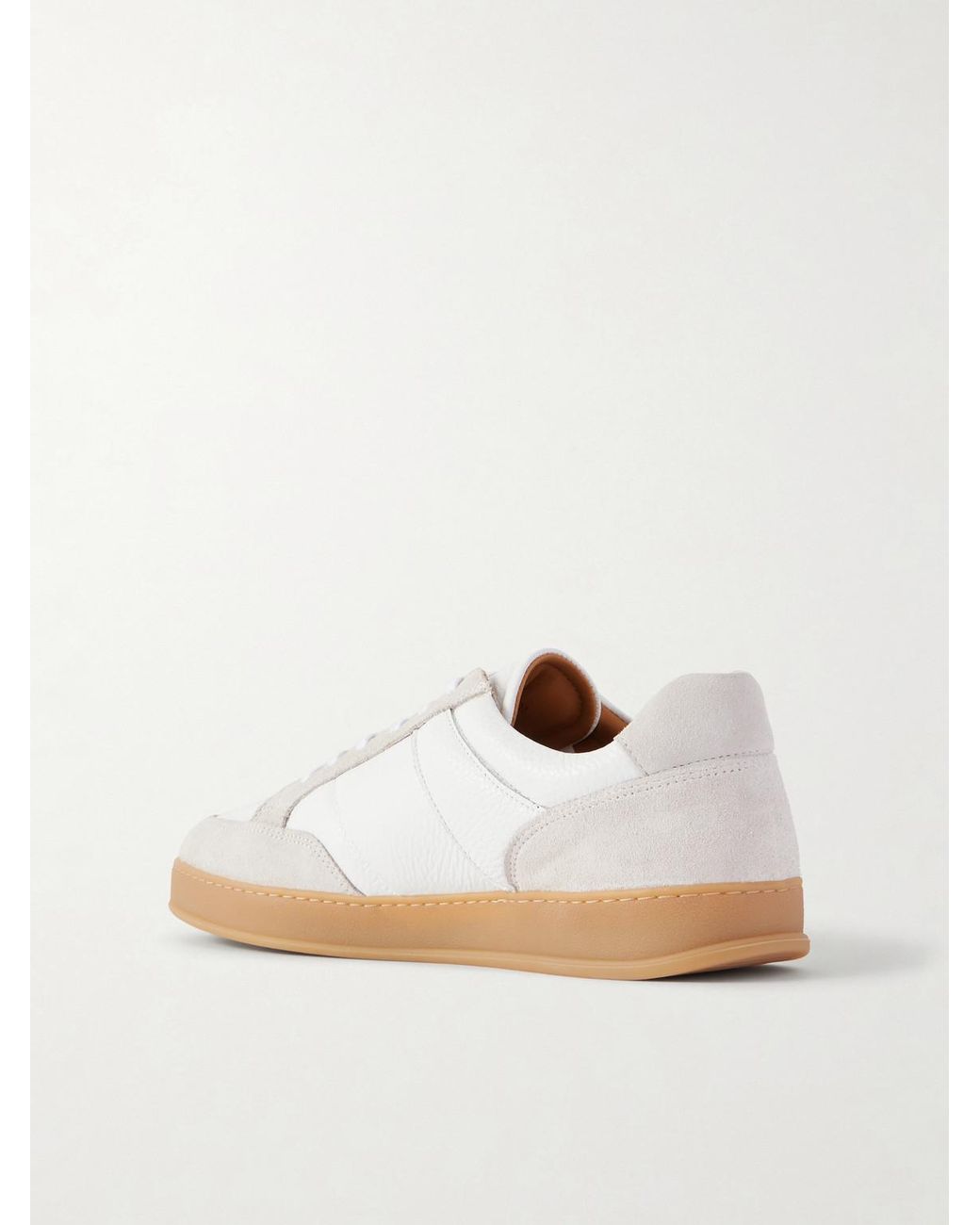 Mr P. White Colour-Block Suede And Leather Sneakers for men