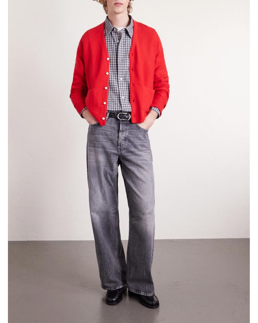 Visvim Red Selmer Wool Cardigan for men