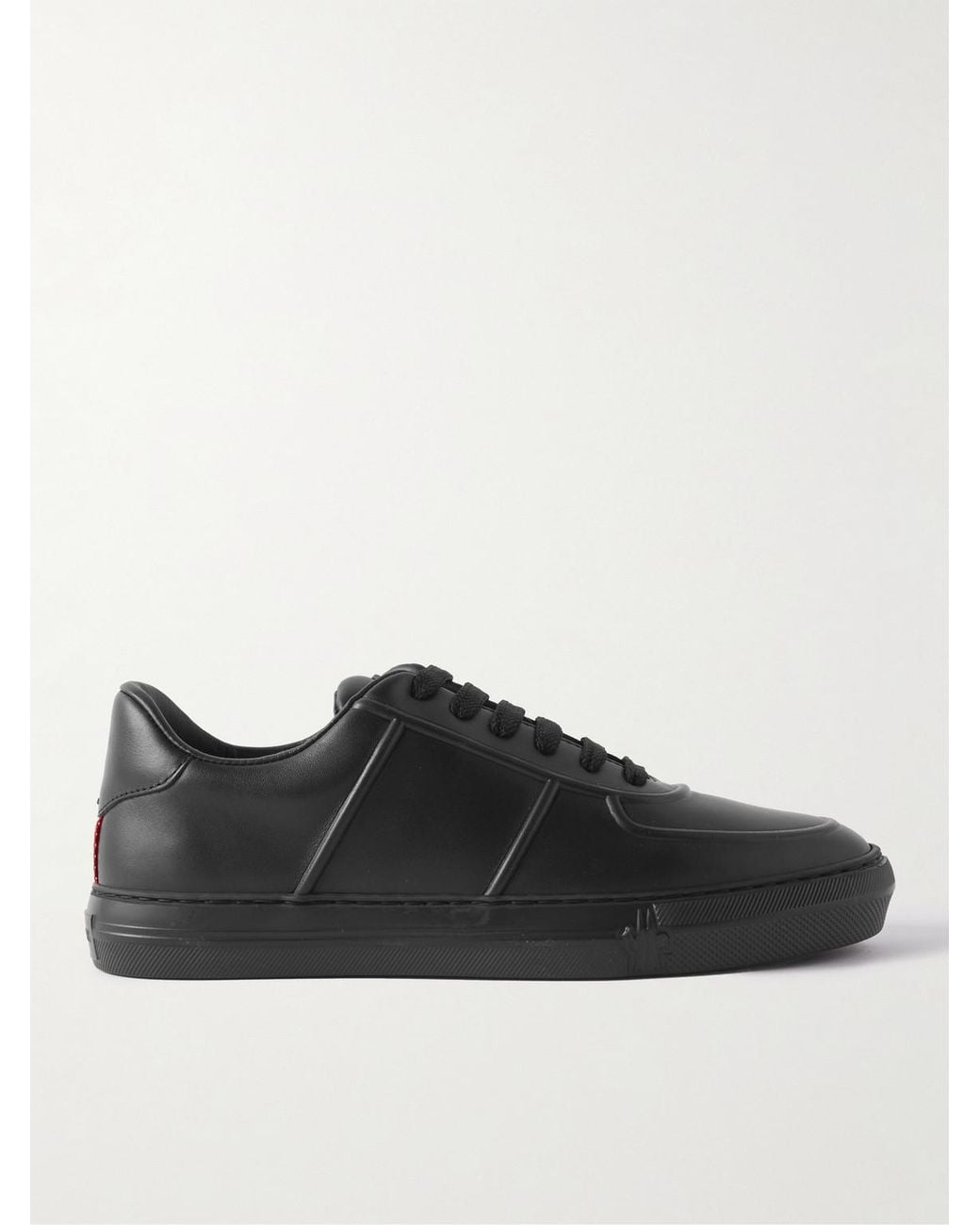 Moncler Black Neue York Logo-Appliquéd Leather Sneakers for men