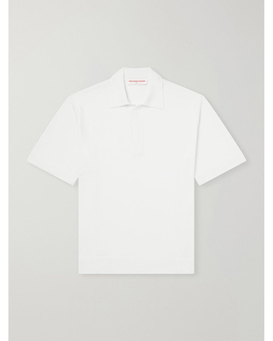 Orlebar Brown White Raffertie Merino Wool Polo Shirt for men