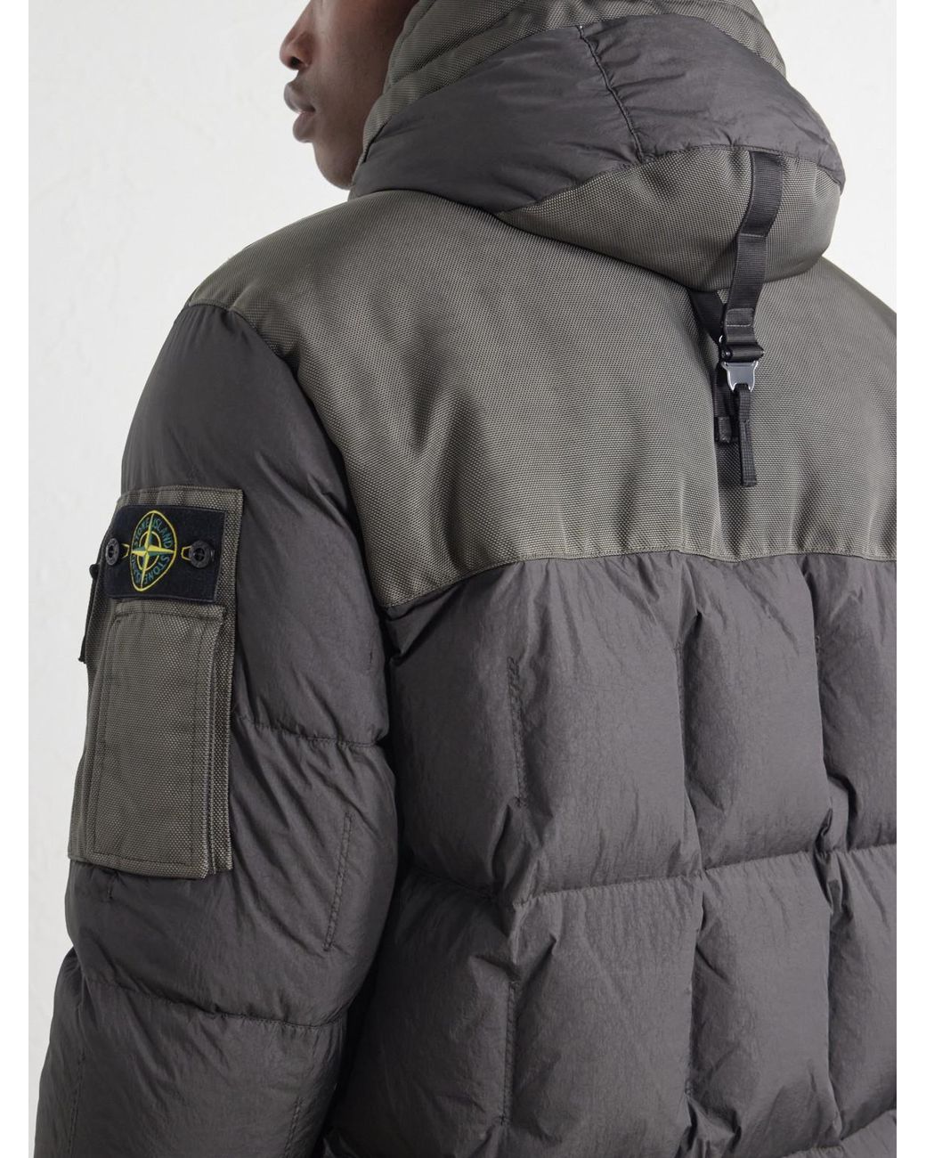Stone Island Black Logo-Appliquéd Padded Quilted Garment-Dyed Crinkle Reps Ny Shell Down Jacket for men