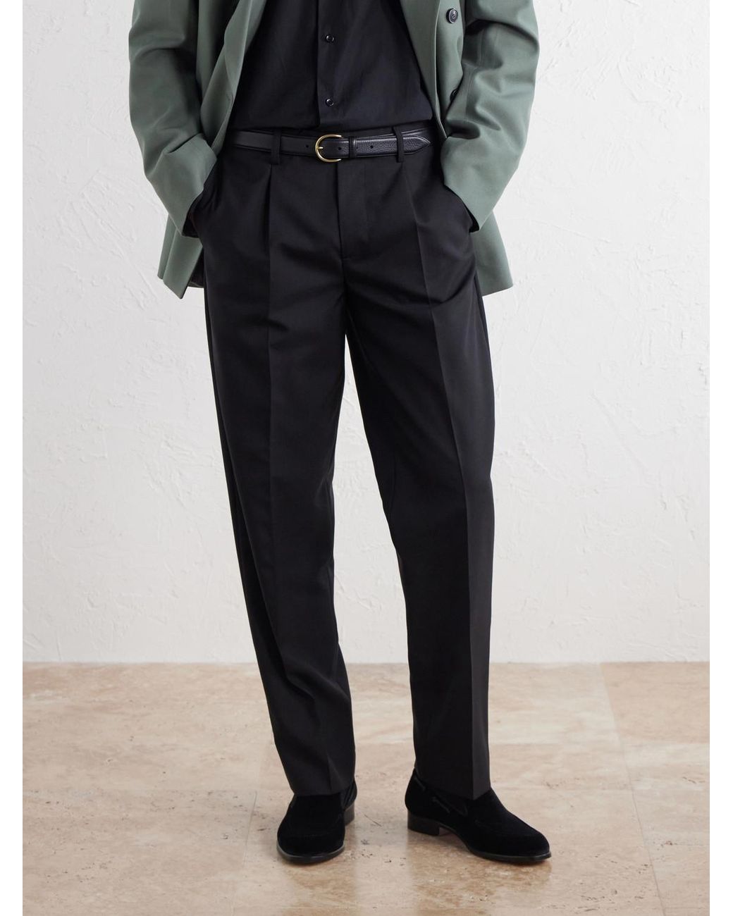 Mr P. Black Velvet Loafers for men