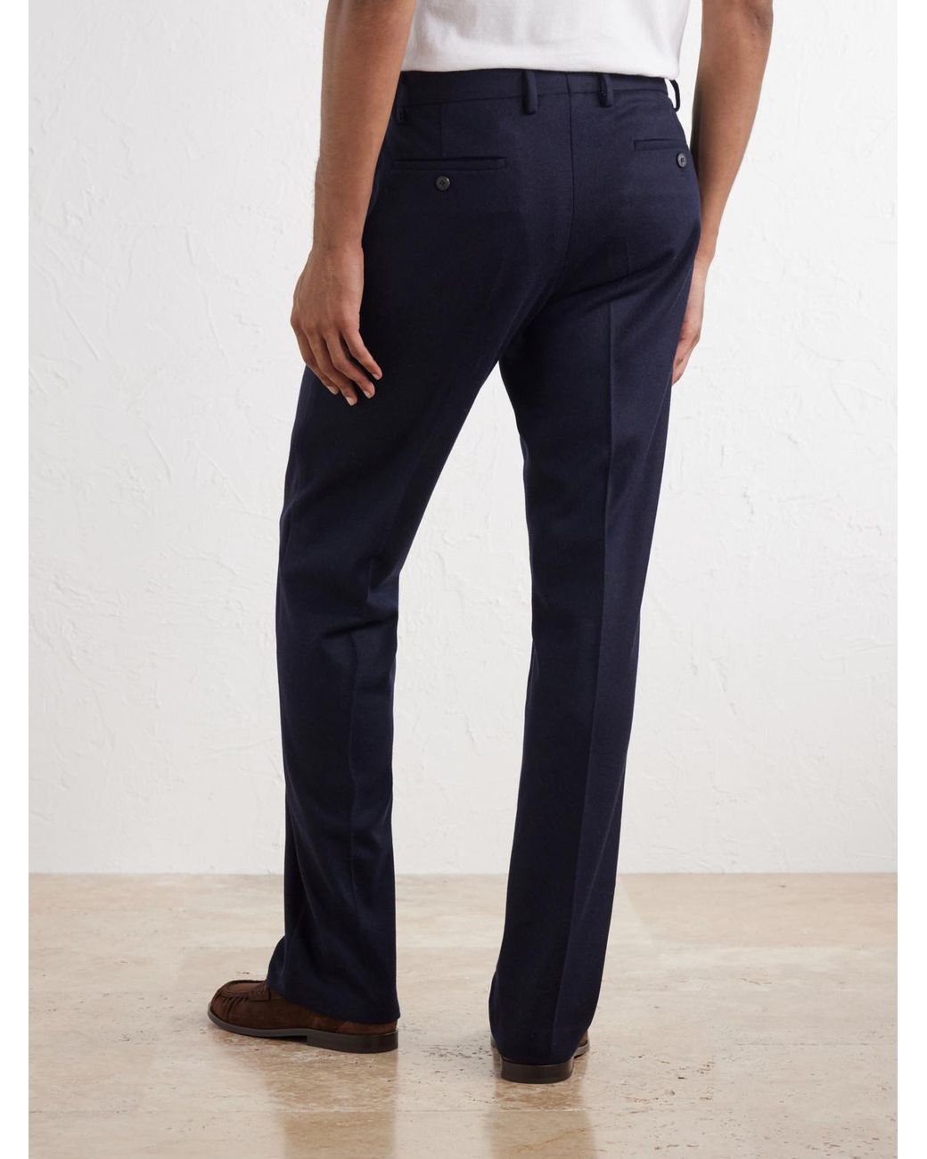 Sunspel Blue Straight-Leg Wool Trousers for men