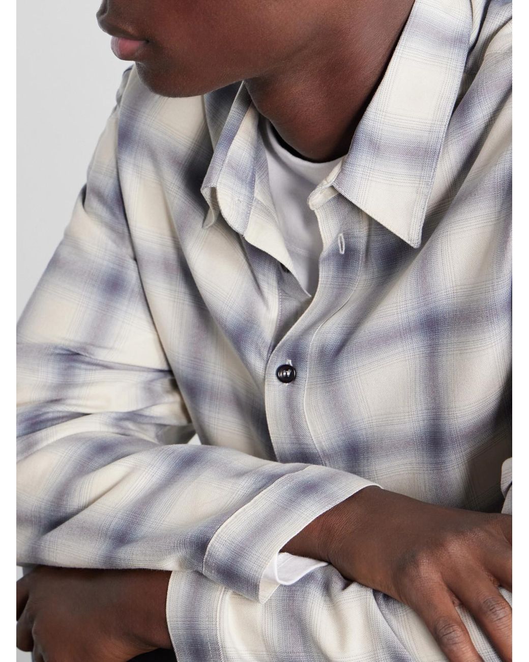 SAGE NATION Blue Strano Checked Twill Shirt for men