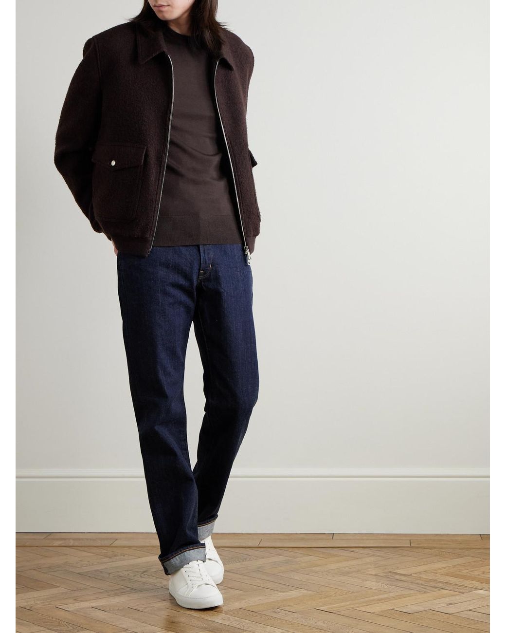 Mr P. Brown Merino Wool Sweater for men