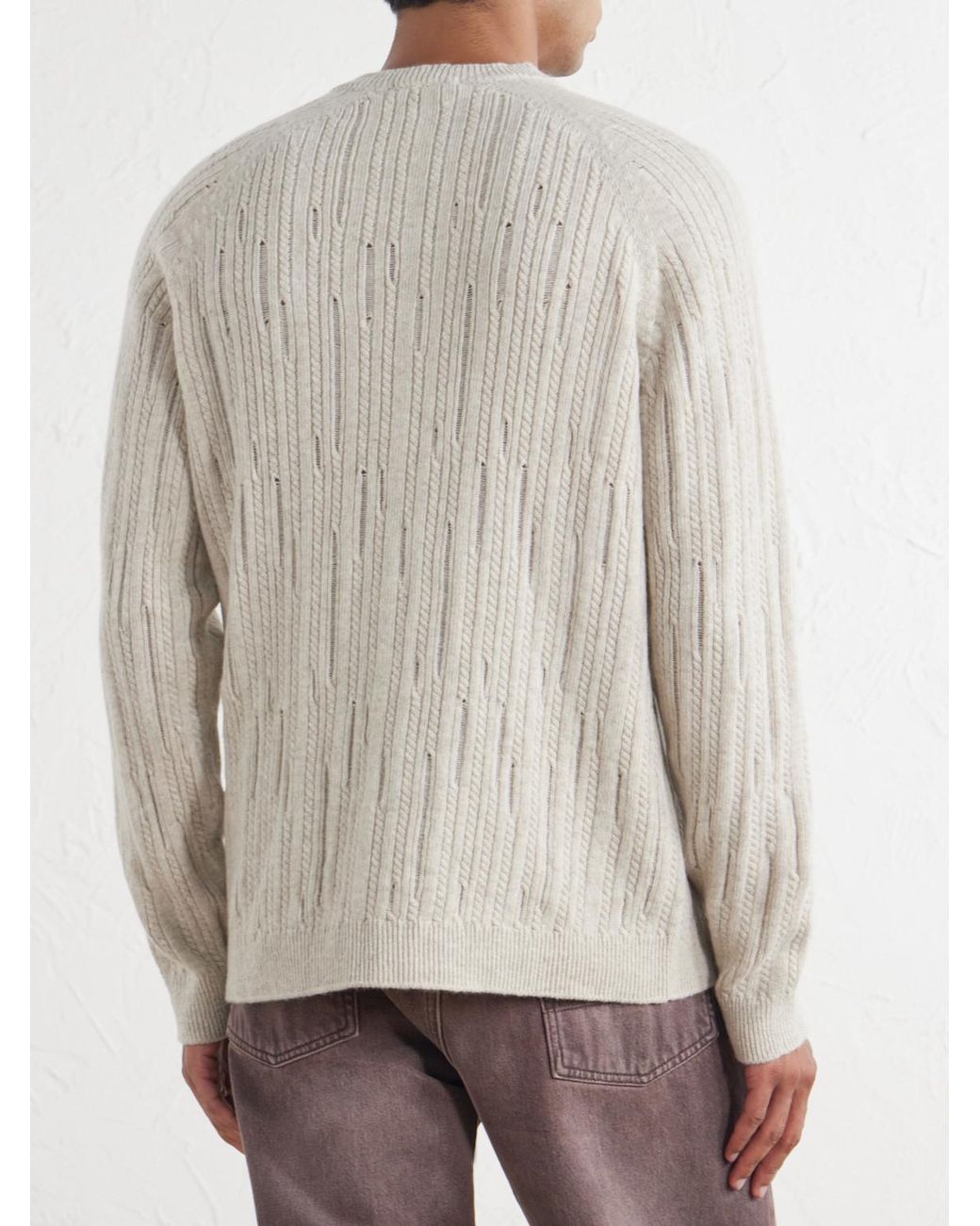 Inis Meáin Natural Stranded Sailor Merino Wool And Cashmere-Blend Sweater for men