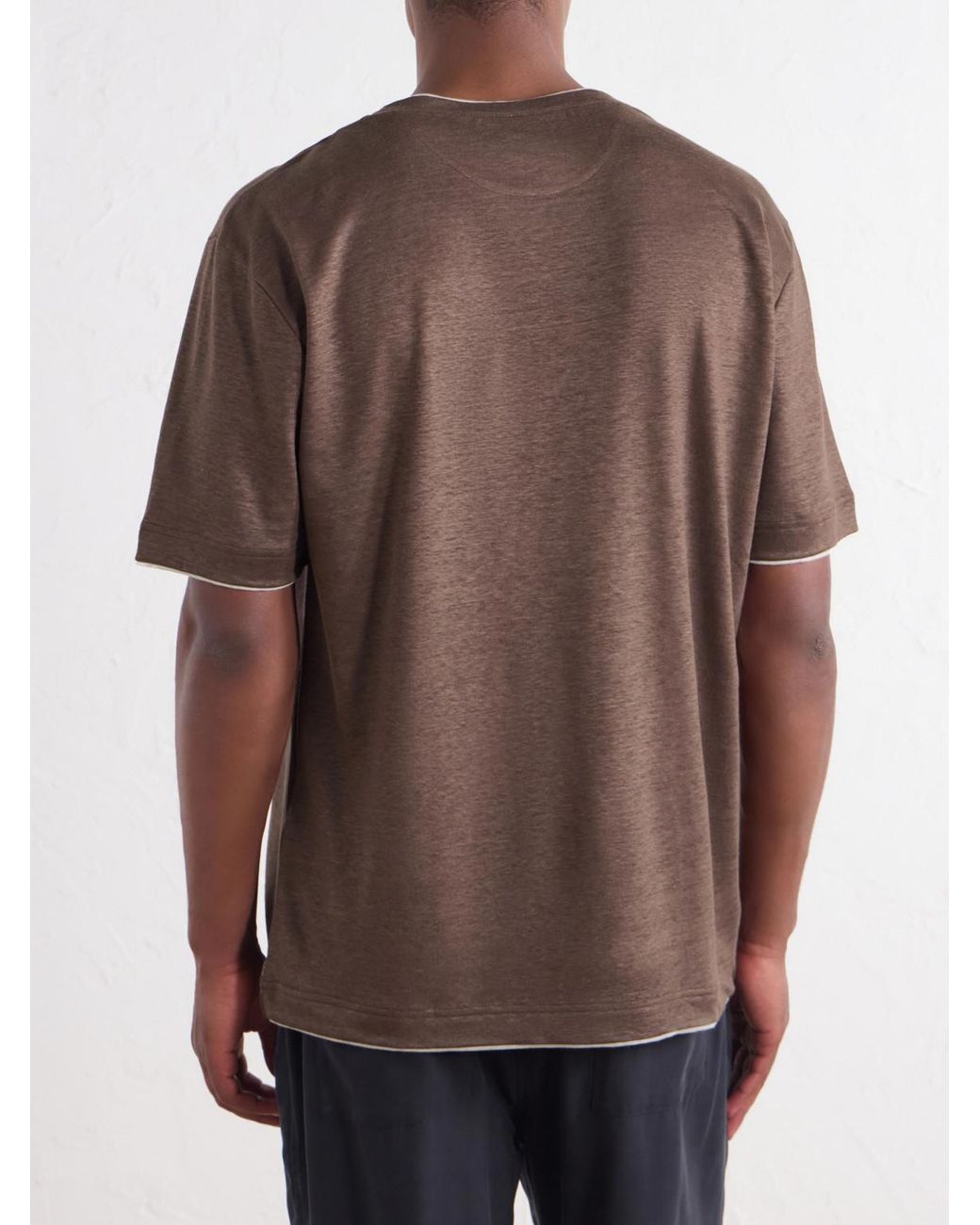 Eleventy Brown Linen T-Shirt for men