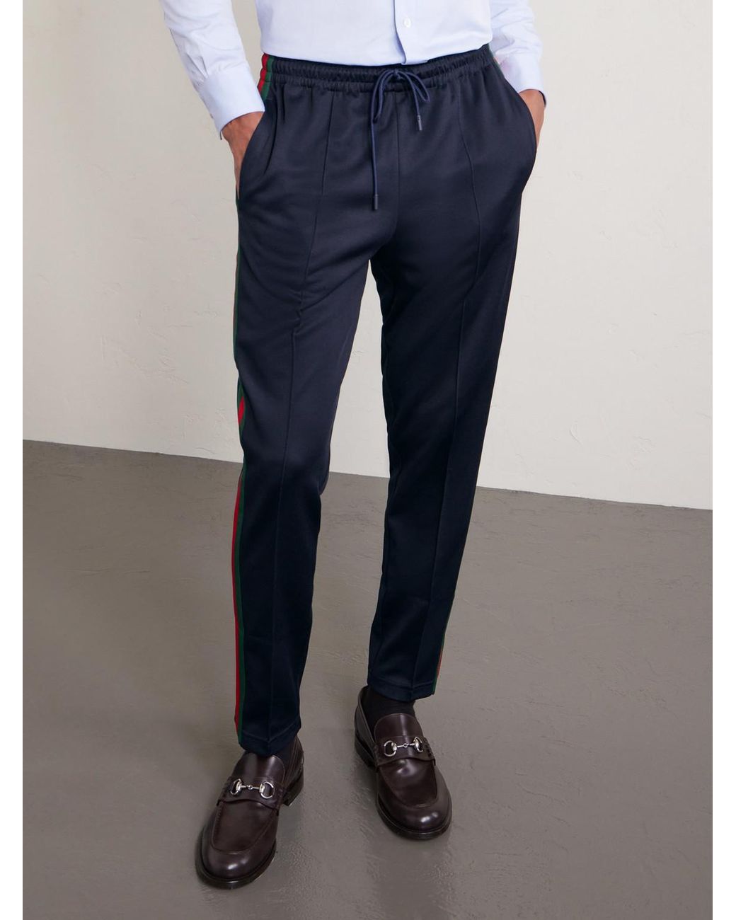 Gucci Blue Straight-Leg Striped Jersey Sweatpants for men