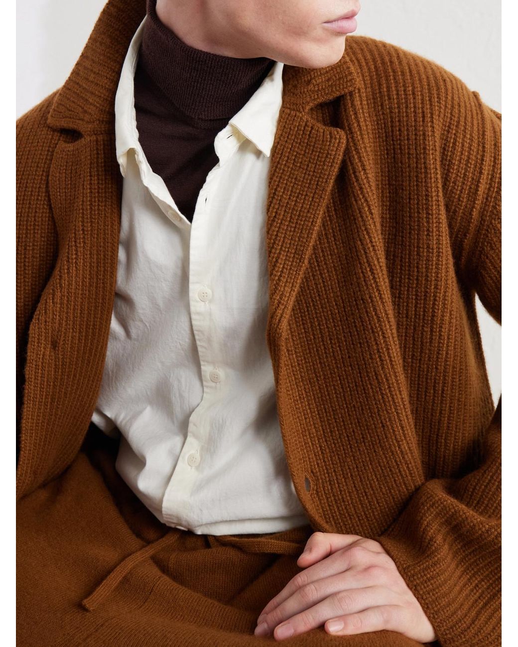 Casey Casey Brown Panno Wool-Knitted Cardigan for men