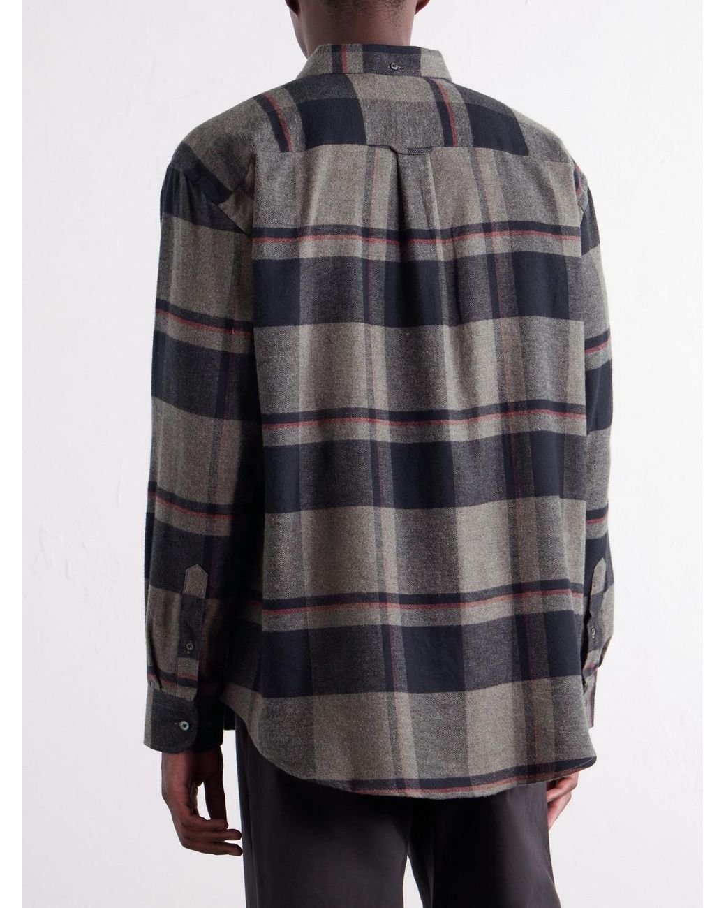 Portuguese Flannel Gray Lumen Oversized Checked Cotton-Flannel Shirt for men