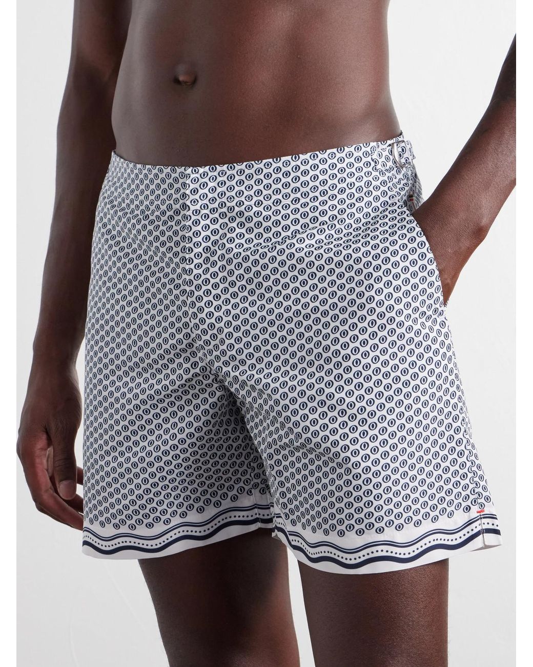 Orlebar Brown Blue Bulldog Passetto Straight-Leg Mid-Length Printed Swim Shorts for men