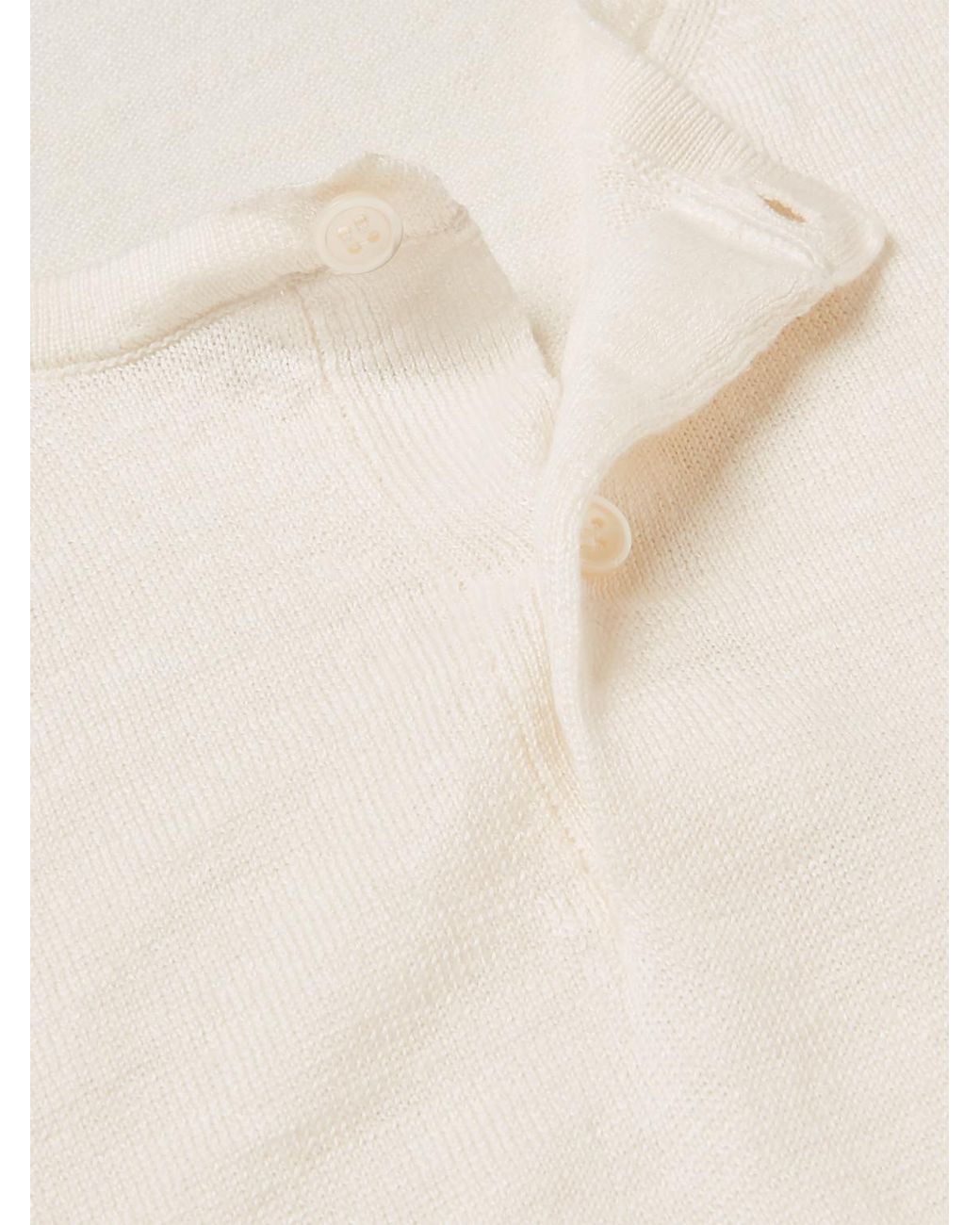 Anderson & Sheppard Natural Linen Henley T-Shirt for men